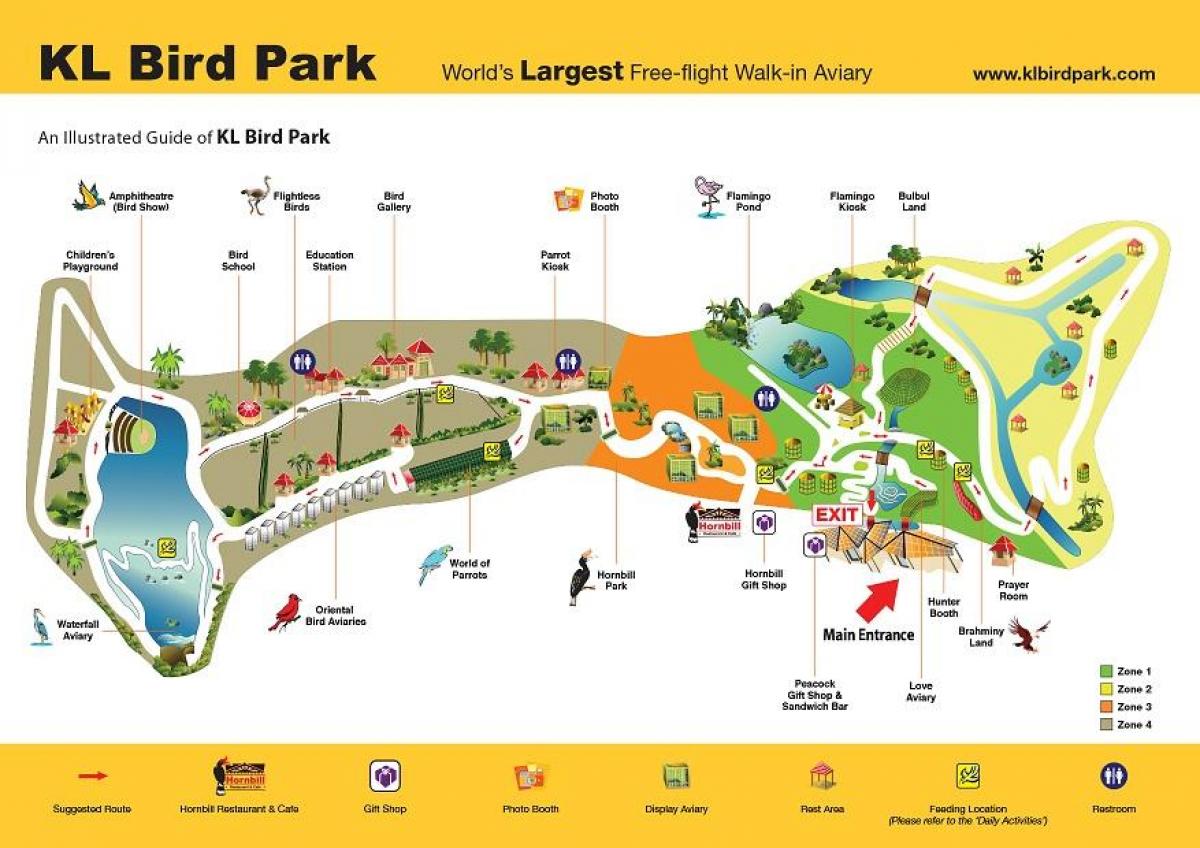Kort over bird park
