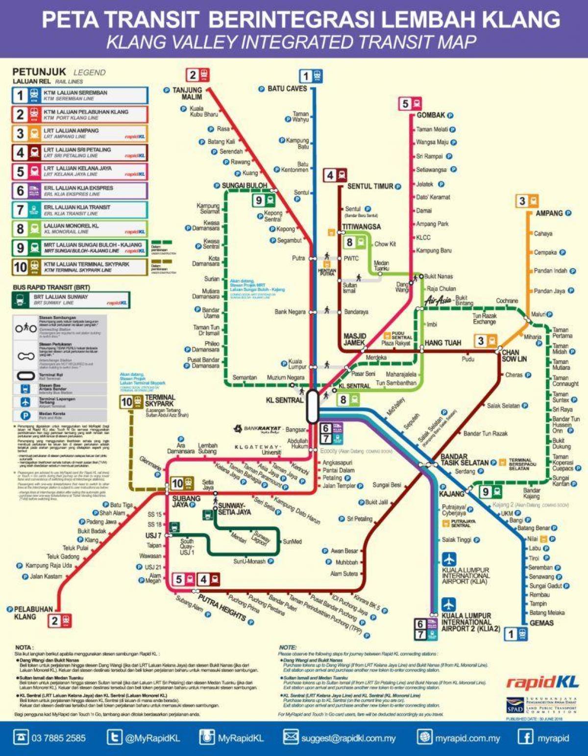 klang valley jernbane transit kort